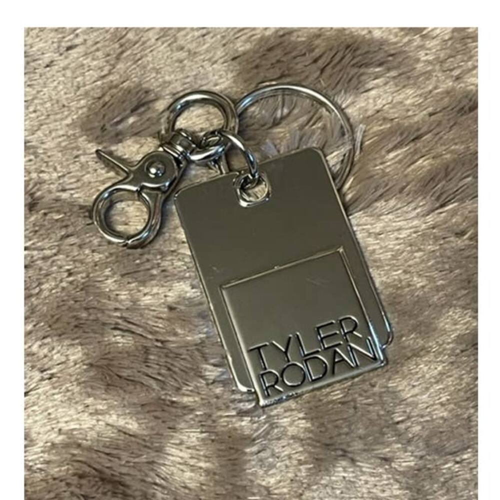 Vintage 1990s Tyler Rodan 4 1/2" Silvertone Keychain w/Lobster Clip, Tag, Ring